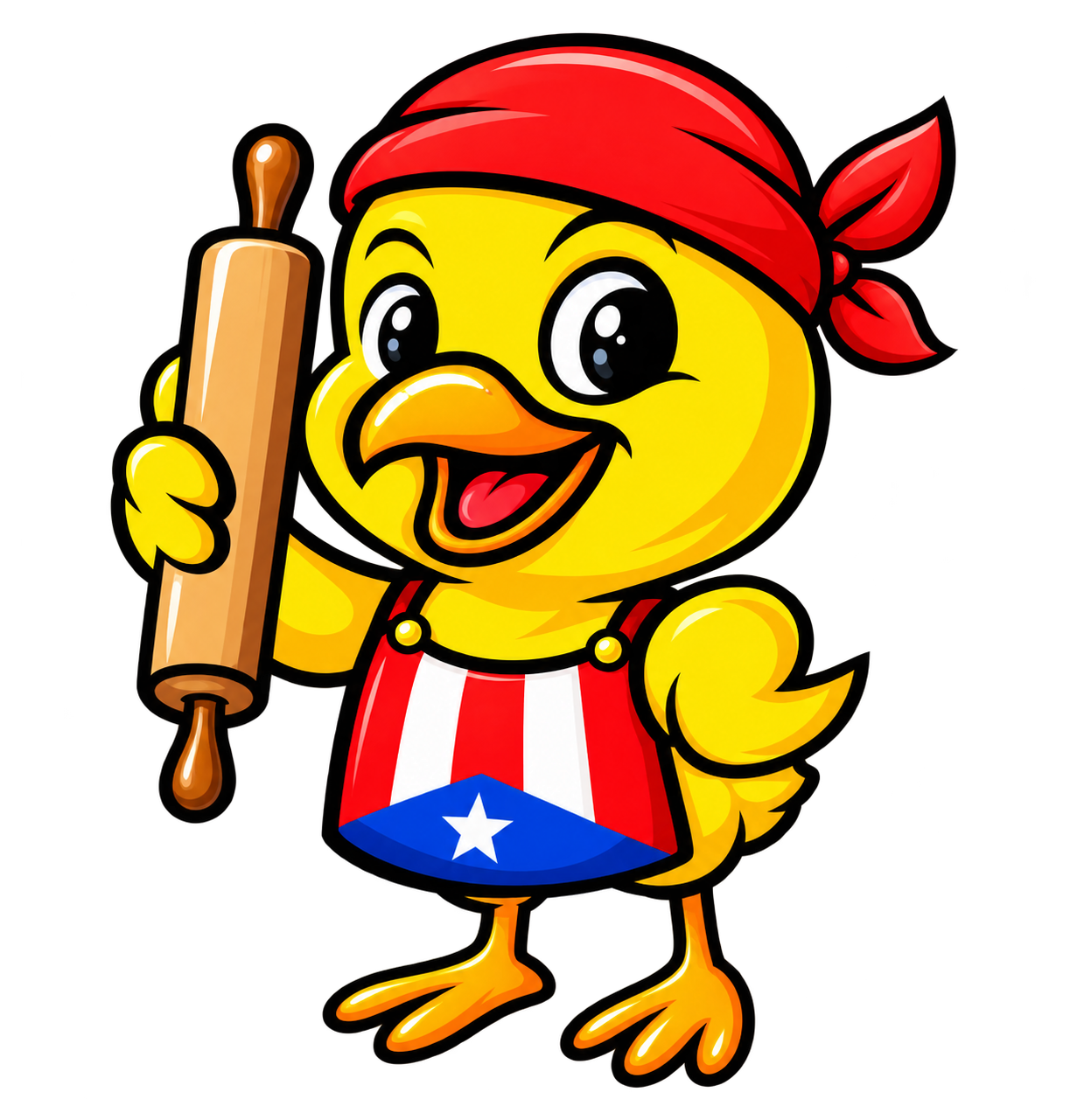 El Bori Bakery mascot chick with rolling pin